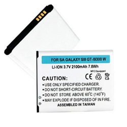 SAMSUNG GALAXY S III GT-I9300 3.7V 2.1Ah LI-ION NFC Cell Phone Battery, BLI-1258-201