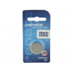 Renata CR2032, 3v Lithium Coin Cell Battery, 1/card, CR2032SC