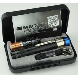 Maglite Spectrum Series Solitaire LED Keychain Flashlight, J3ASX2, Black Body Blue LED