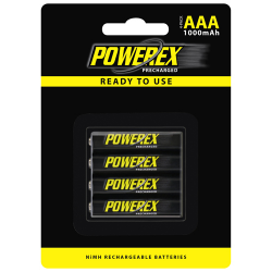MAHA PowerEx Precharged AAA 1.2V 1000mAh Rechargeable Batteries, 4/pack, MHRAAAP4