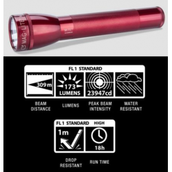 Maglite ML25LT 3C LED Flashlight, ML25LT-S3036, Red