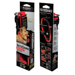 Nite Ize Nite Dawg LED Dog Collar, Medium, Red Webbing, NND-03-10M