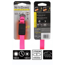 Nite Ize Nite Dawg LED Dog Collar, XS, Neon Pink, NND-03-35XS