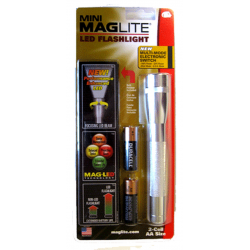 Maglite 2AA MiniMag LED Flashlight, SP2210H, Silver