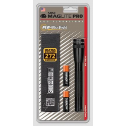 Maglite 2AA MiniMag Pro LED Flashlight w/Holster, SP2P01H, Black